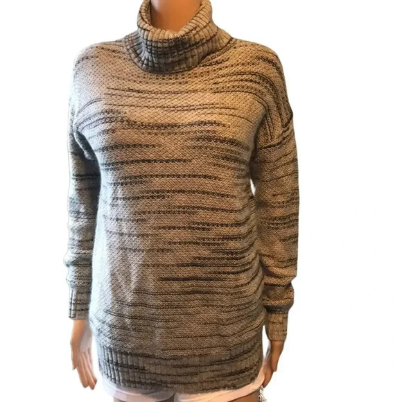 Skechers turtle neck Black Gray Knit Pullover Stretch Casual Cozy sweater Lady S - Picture 1 of 5